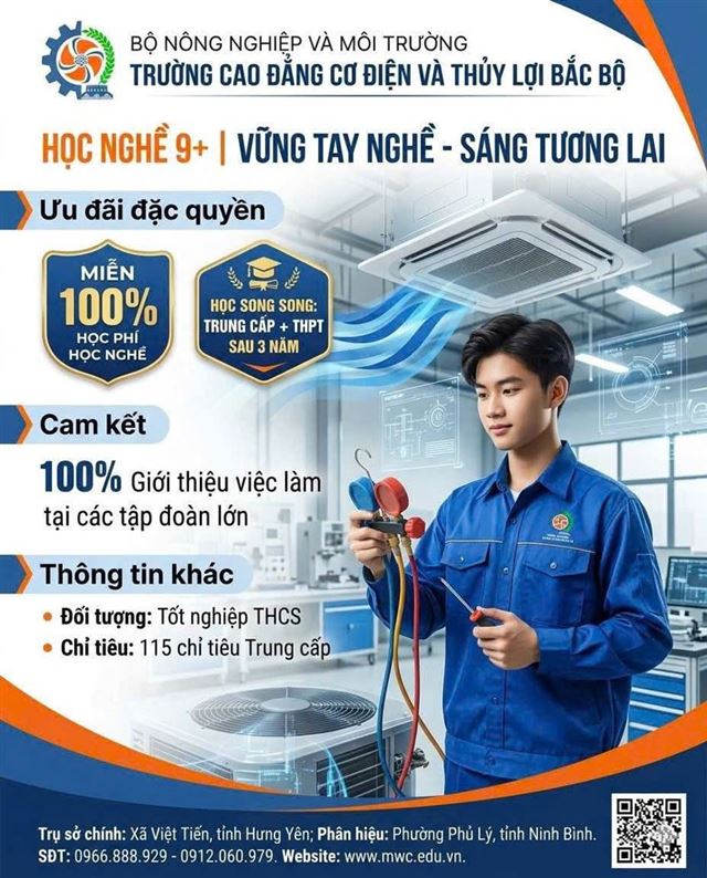 Ngành Kỹ thuật Máy lạnh và Điều hòa không khí (Hệ Trung cấp) – Tuyển sinh 2026